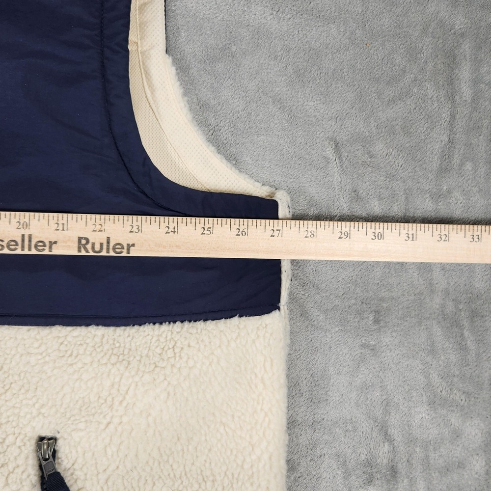 Polo Ralph Lauren Vest Mens 2XL White Sherpa Fleece Navy Yoke Outdoor Zip - Picture 8 of 11